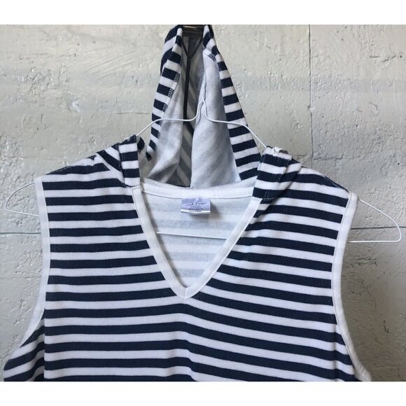 Jack And Missy Womens Small/Medium Gray Striped Hooded Terrycloth Cover Up - Picture 2 of 4